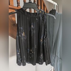 Blouse And Blazer Elegant Floral Pleated Tops Set